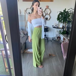 Green high waisted wide leg float pants